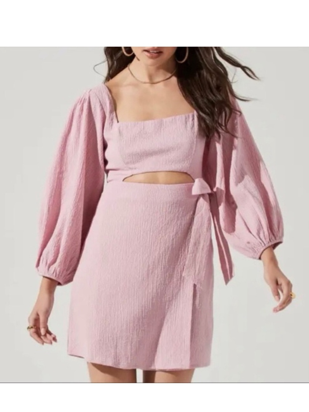 Astr Pink Textured Mini Skirt with Side Tie